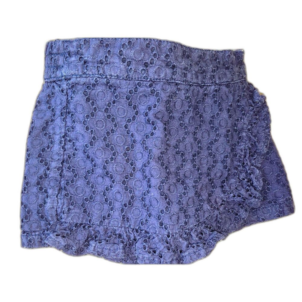 Janie and Jack Navy Blue Eyelet Shorts/Skort 6-12 M Scalloped Hem 100% Cotton